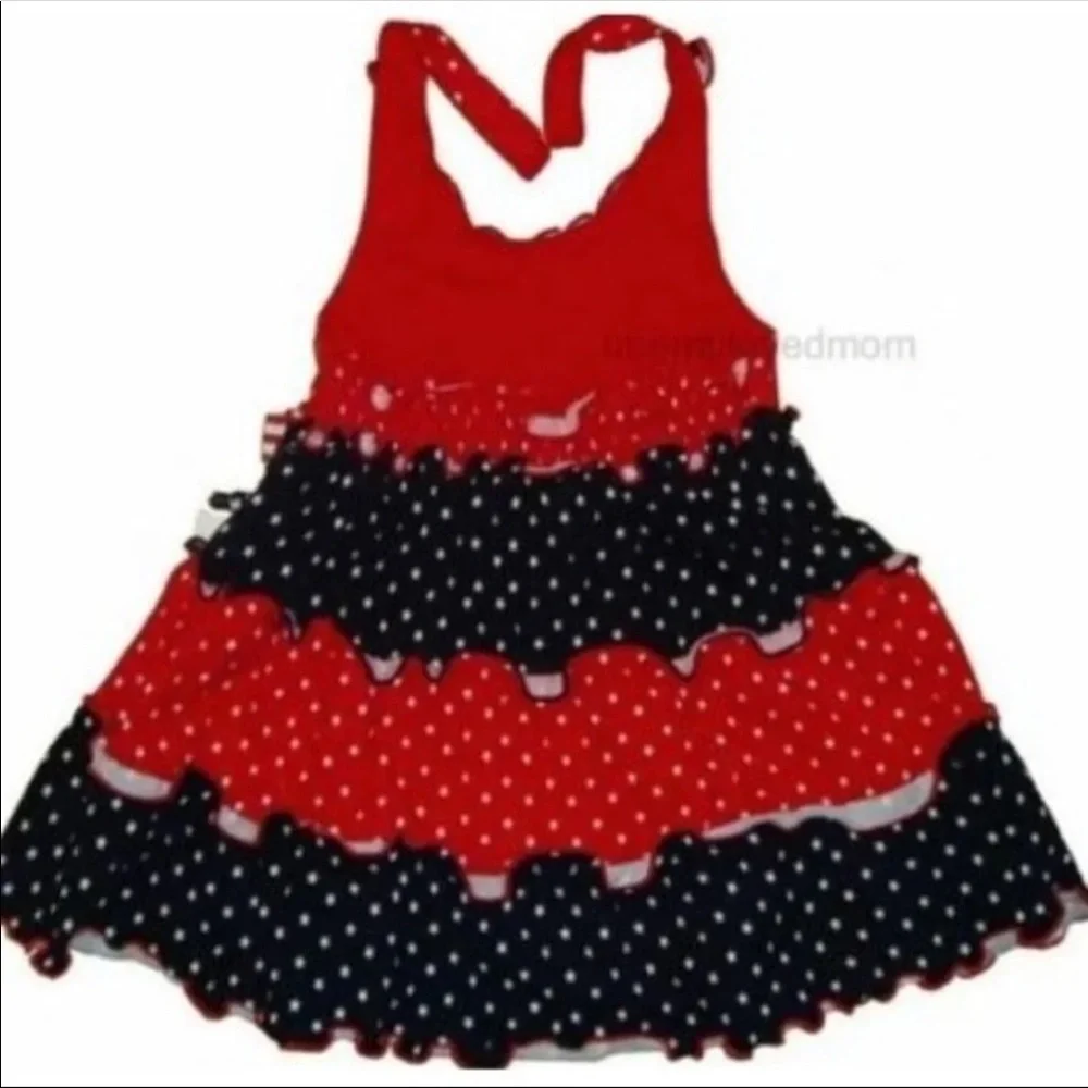 Girls Summer Dress Patriotic Outfit Red White Blue Holiday July 4th Fourth - Picture 4 of 6